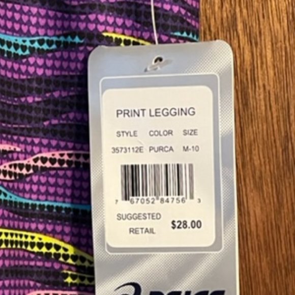 Asics Girls Printed Legging  -Size [M] - Picture 2 of 4